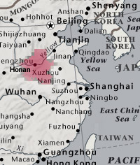 Karte Chinas und Honan. Shaolin Kloster und Kampfsport